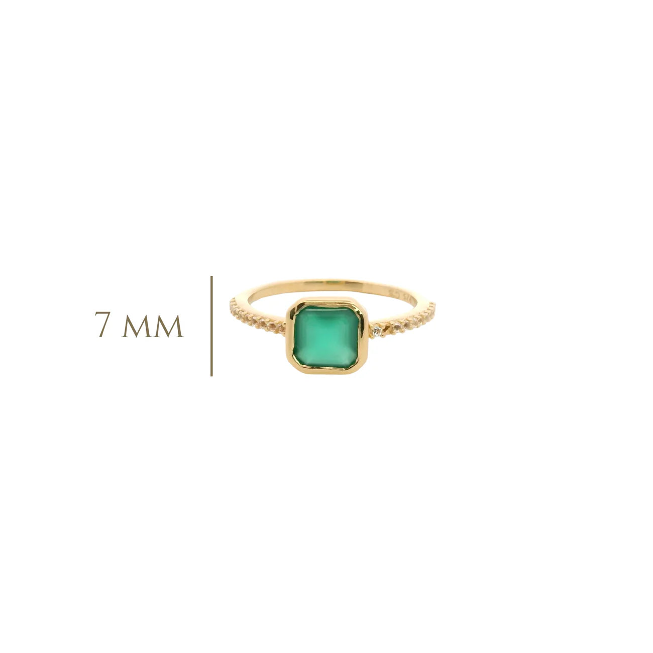 925YG CUSHION BEZEL ONYX GREEN AROUND TOPAZ WHITE RING