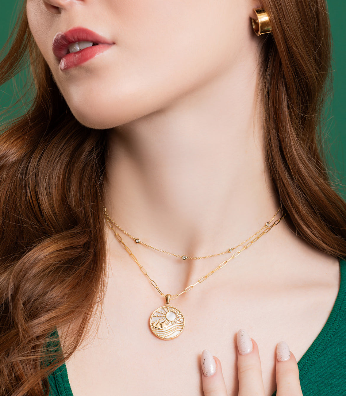 D0.14CT 14KY MOP LANDSCAPE COIN PENDANT MOP5.28CT