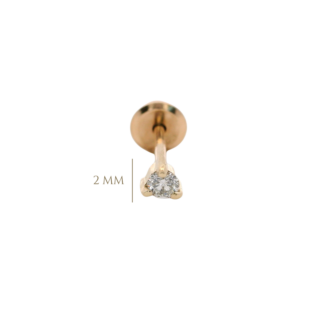 14KY 2MM SOLITAIRE DIAMOND PIERCING
