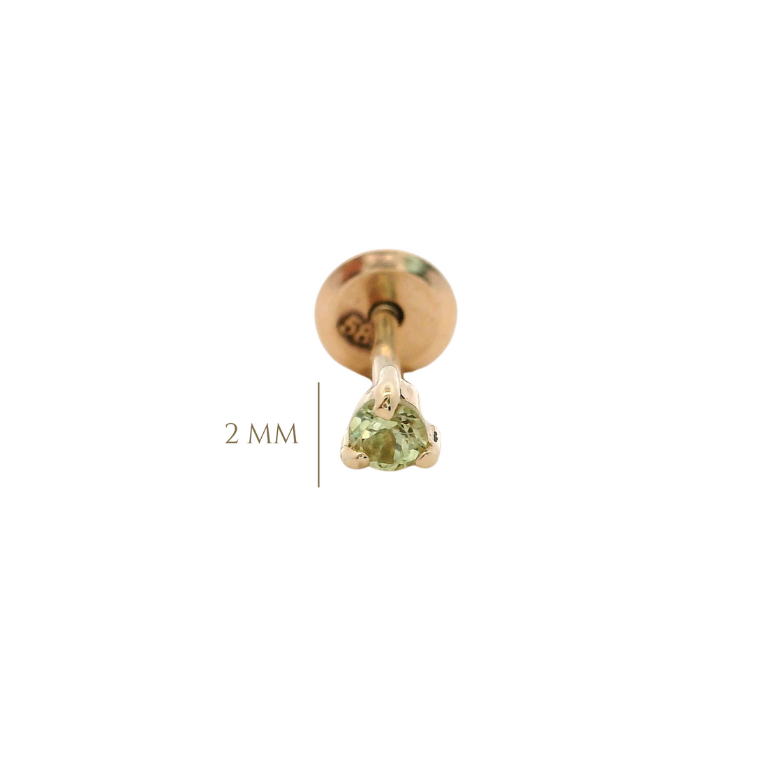 14KY PIERCING PERIDOT 2 MM SOLITARIO