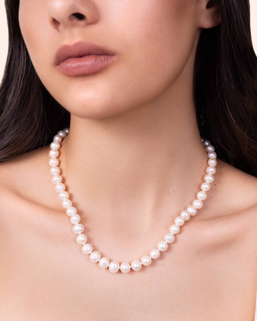 NECKLACE WHITE PEARL WITH STERLING SILVER CLASP 7MM