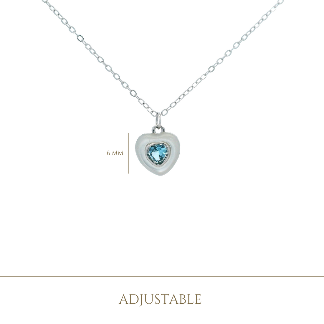 925SS HEART SKY BLUE CZ AND SHELL PEARL NECKLACE