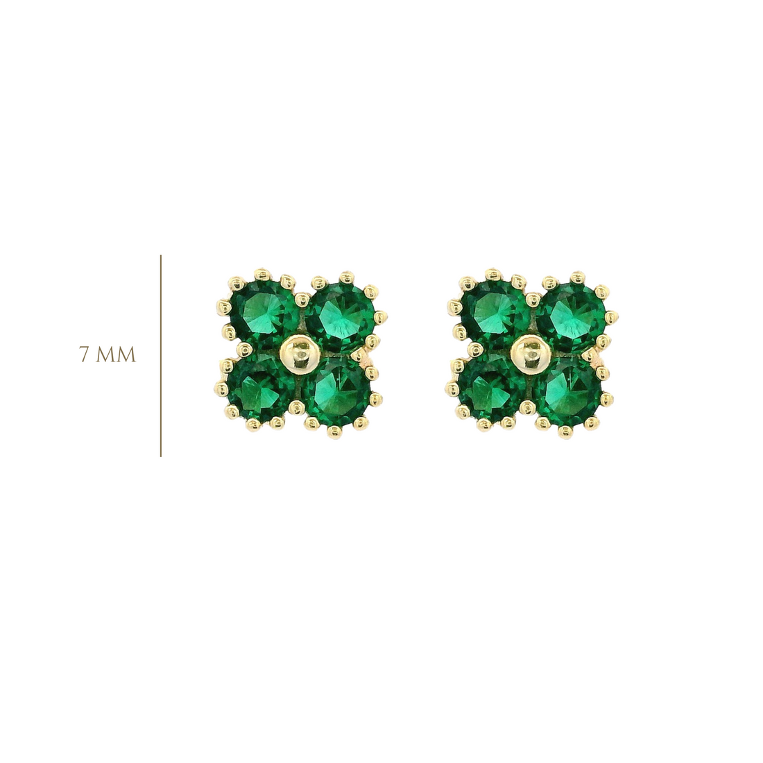 925YG SMALL CLOVER CZ GREEN EARRINGS