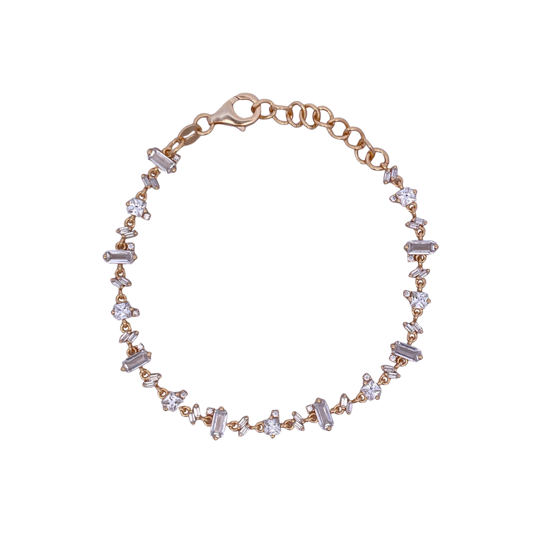 925YG TENNIS DIFFERENT CUTS CZ BRACELET