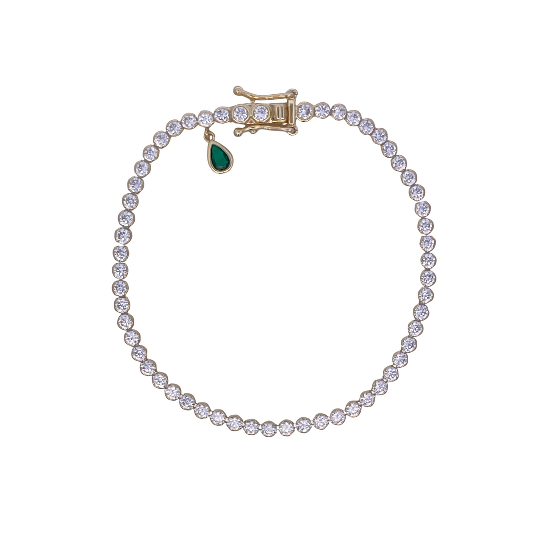 925YG TENNIS AND DROP CZ GREEN BRACELET