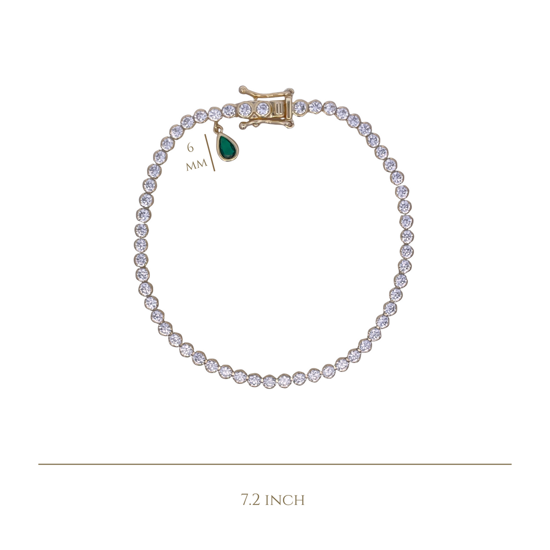 925YG TENNIS AND DROP CZ GREEN BRACELET