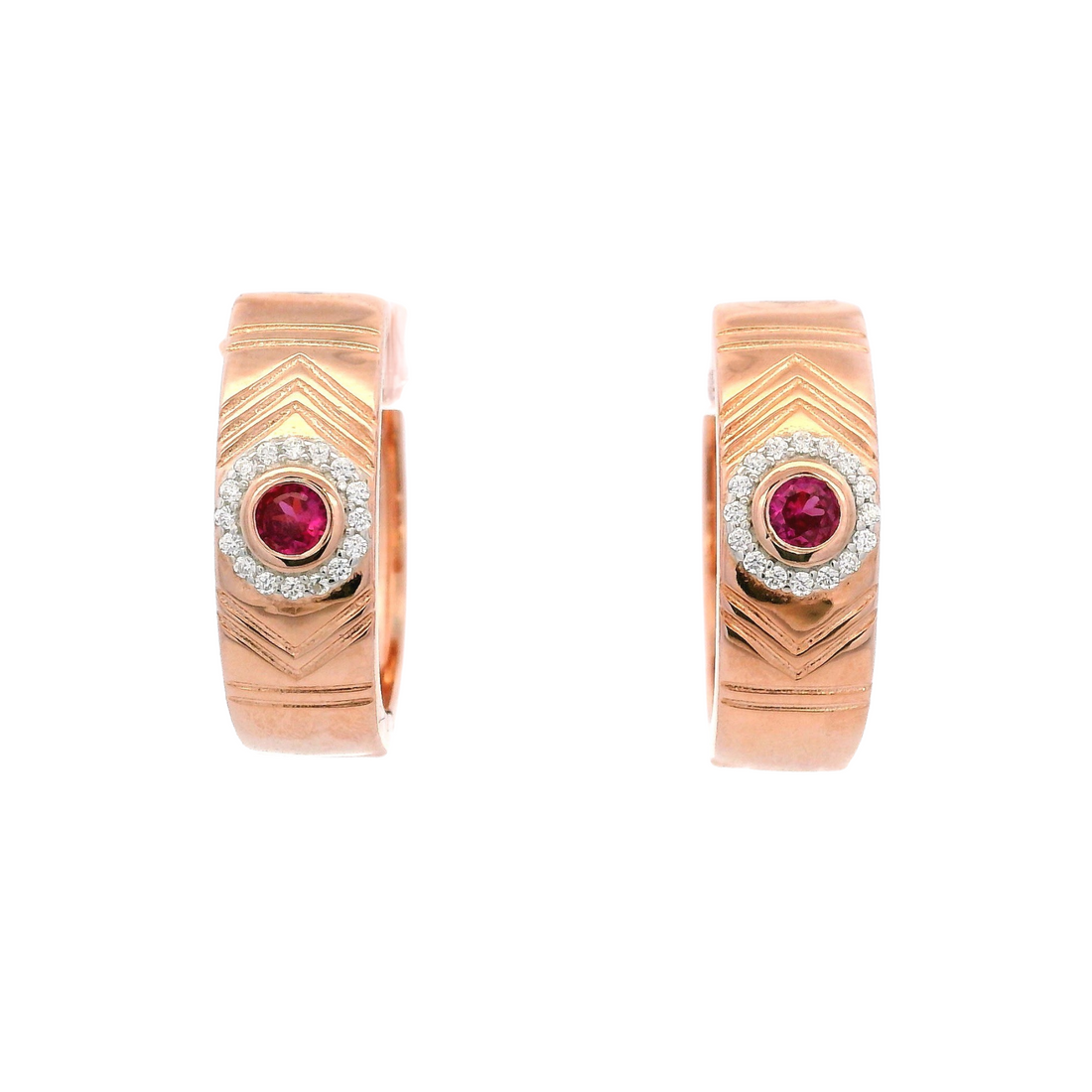 925RG CENTER CIRCLE CZ FUSHIA HOOPS