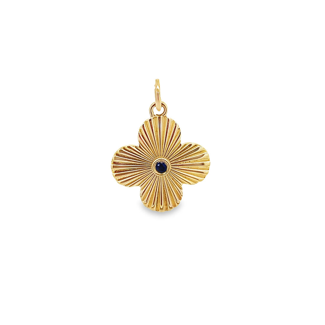 14KY TEXTURED CLOVER PENDANT BS0.04CT