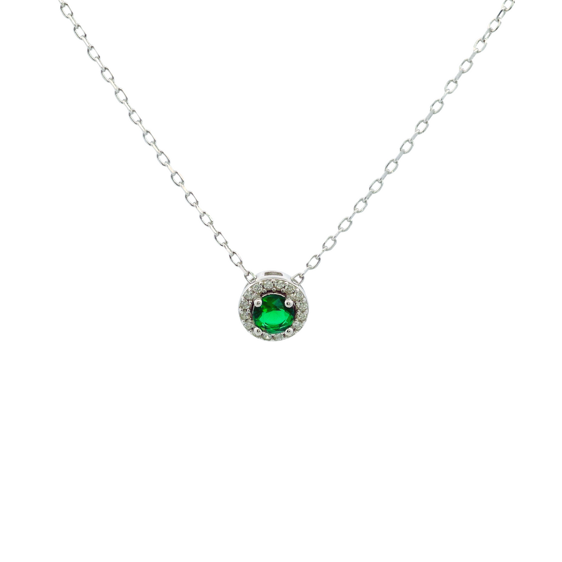 925SL HALO CENTER CZ NECKLACE