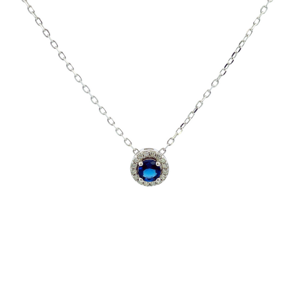 925SL HALO CENTER CZ NECKLACE