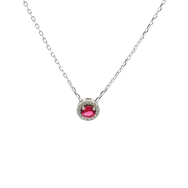 925SL HALO CENTER CZ NECKLACE
