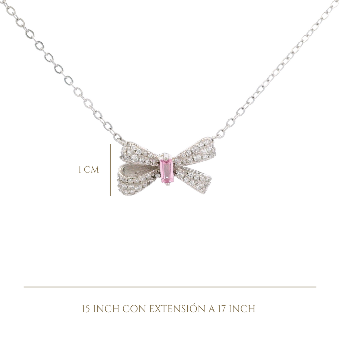 925SL SMALL BOW PAVE CENTER CZ NECKLACE