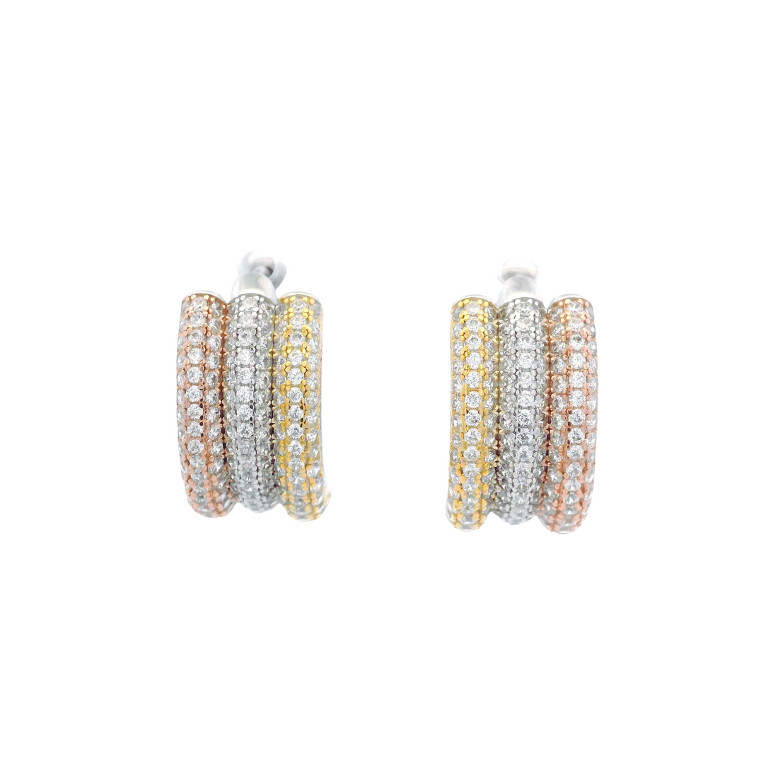 925SL TRIPLE ROW PAVE EARRINGS