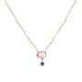 925RG OVAL ROSE QUARTZ BIRTHSTONE RHODOLITE GARNET NECKLACE
