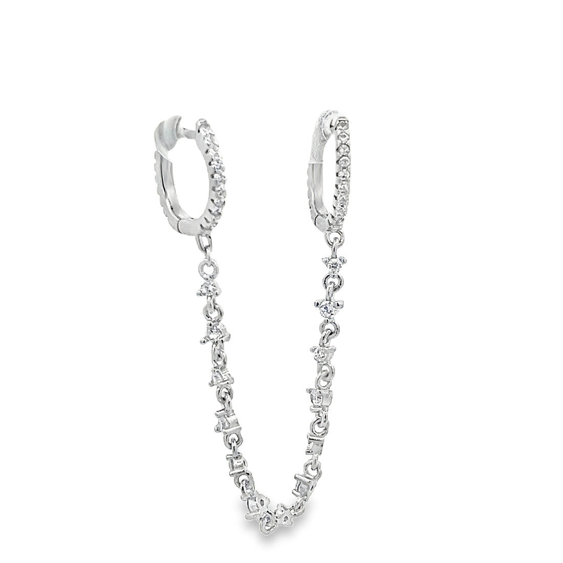 925SL CHAIN CZ DOUBLE HOOP PIERCING