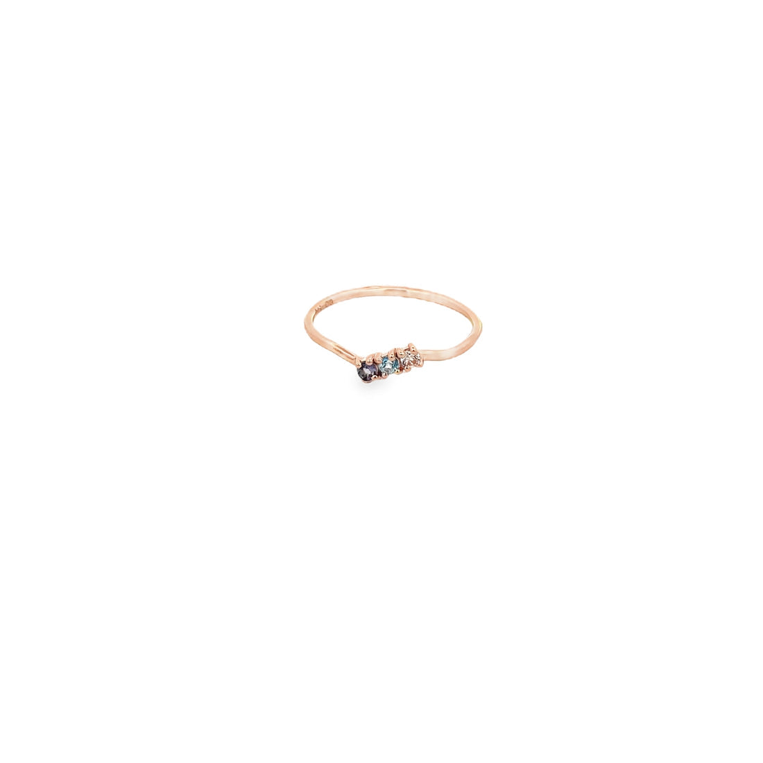 925RG THREE STONE IOLITE TOPAZ BLUE SWISS TOPAZ WHITE RING T6.5