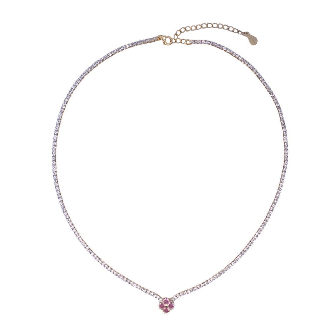 925YG TENNIS SOLITARY CLOVER CZ GREEN NECKLACE