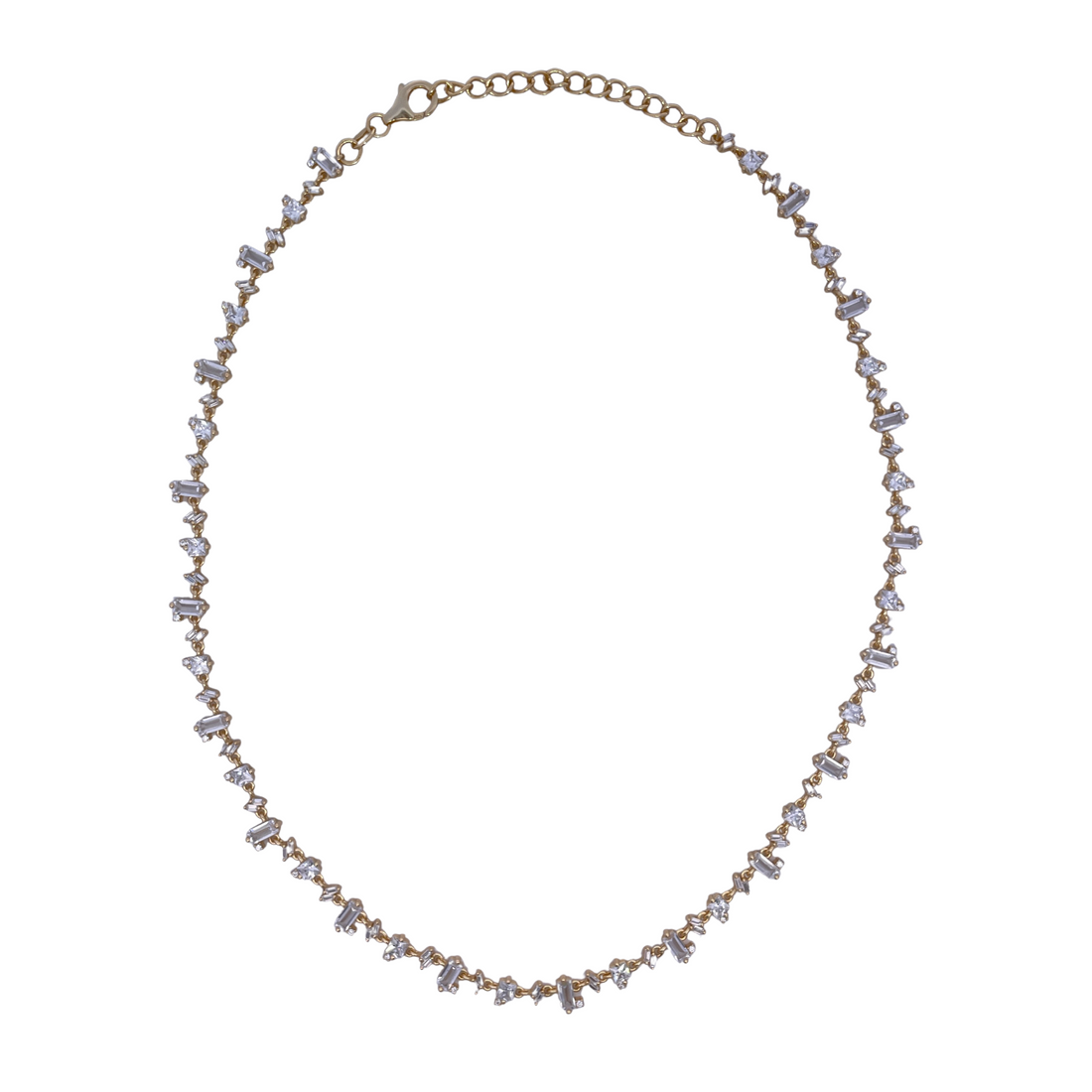 925YG TENNIS DIFFERENT CUTS CZ NECKLACE