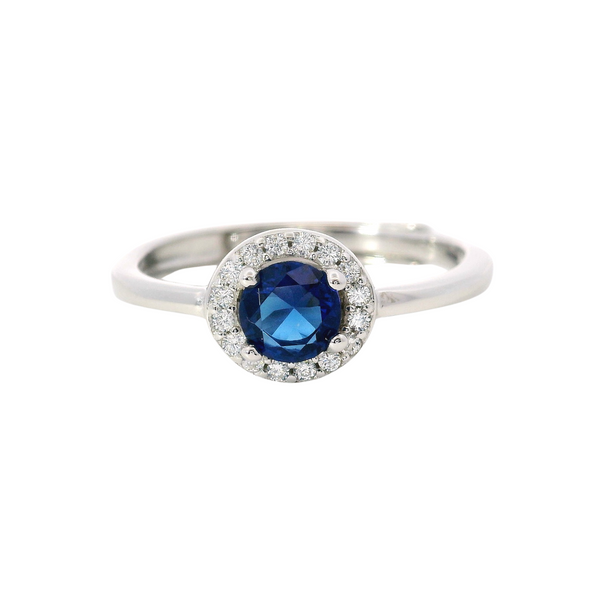 925SL HALO CENTER CZ GREEN ADJUSTABLE RING