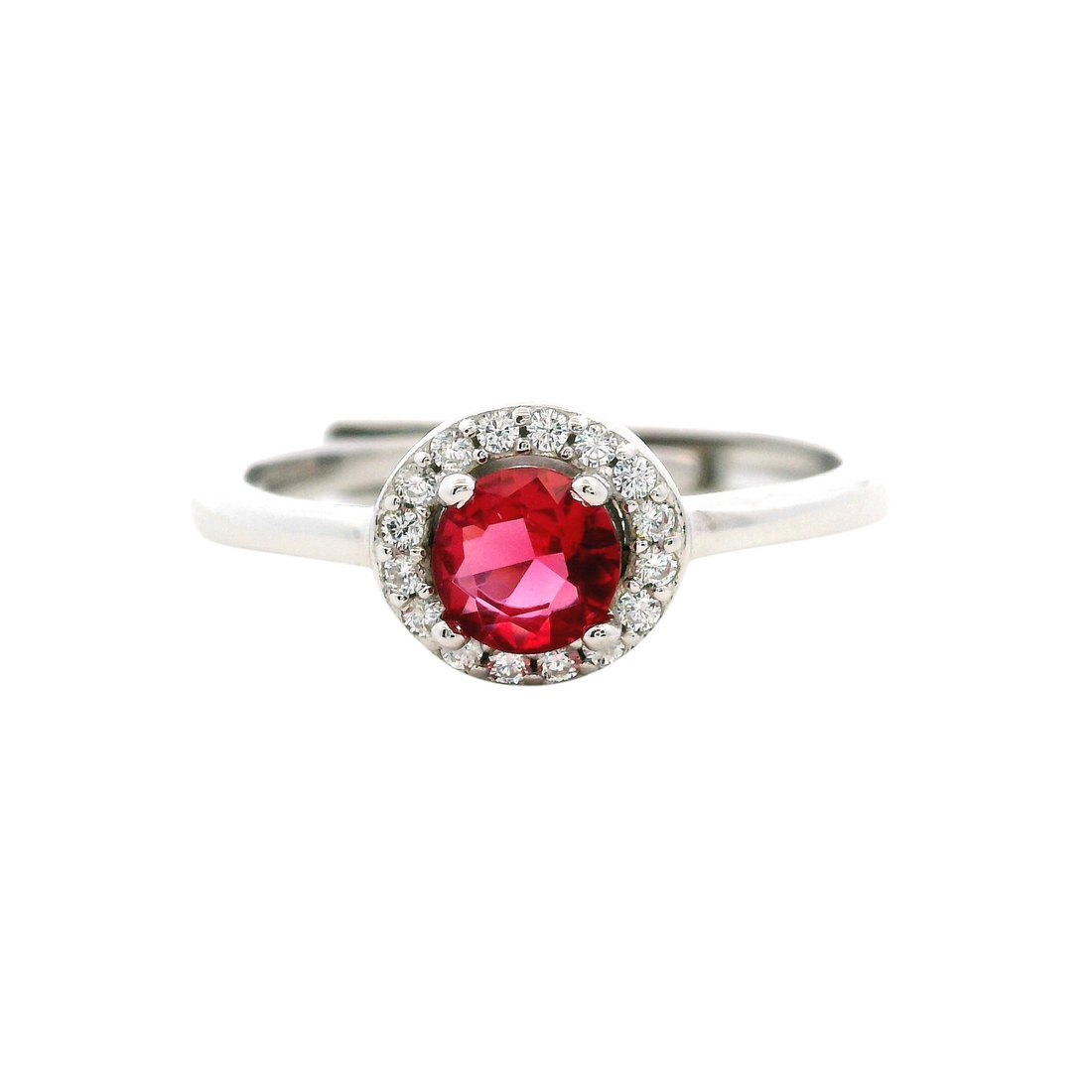 925SL HALO CENTER CZ GREEN ADJUSTABLE RING